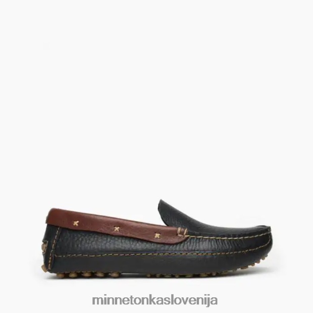Minnetonka moški p.w. vožnja loafer D06PXJ391 obutev črna z rjavim ovratnikom