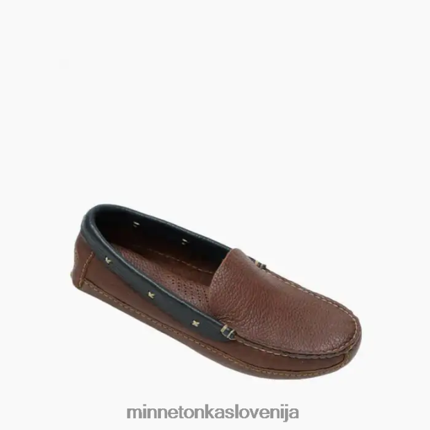 Minnetonka moški p.w. vožnja loafer D06PXJ392 obutev rjava s črnim ovratnikom