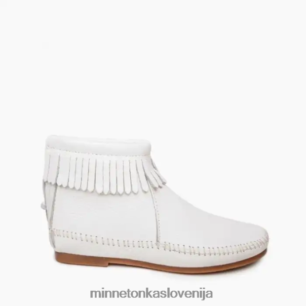 Minnetonka ženske usnjen škorenj z zadrgo in trdim podplatom D06PXJ46 obutev bela